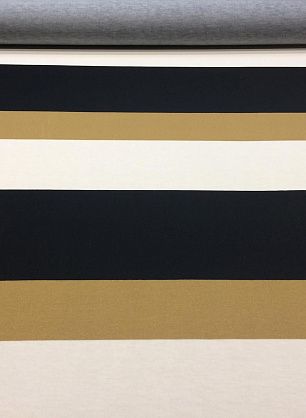 Трикотаж вискоза (н) черно-бело-бежевая полоска - в интернет-магазине тканей Тессутидея арт. 14-1502