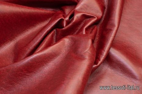 Искусственная кожа на флисовой основе (о) красно-коричневая - итальянские ткани Тессутидея арт. 03-6044