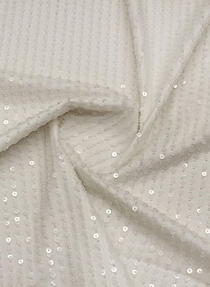 Плательная сетка расшитая пайетками и стеклярусом (о) белая - в интернет-магазине тканей Тессутидея арт. 03-7186