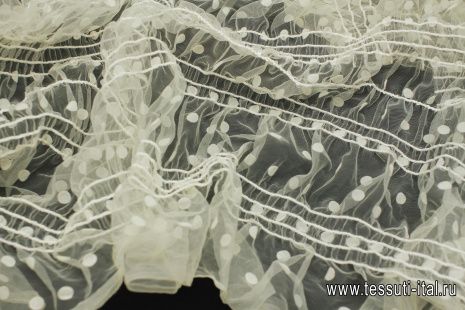 Сетка плательная фантазийная (о) горох на молочном - итальянские ткани Тессутидея арт. 03-6908