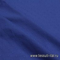Сорочечная с вышитым горохом (о) васильковая - итальянские ткани Тессутидея арт. 01-7950