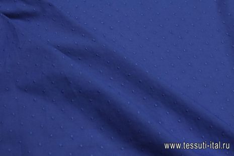 Сорочечная с вышитым горохом (о) васильковая - итальянские ткани Тессутидея арт. 01-7950
