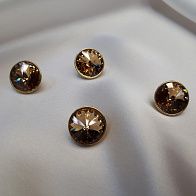 Пуговица металл золото на ножке с крупным бежевым стразом Swarovski d-16мм  - итальянские ткани Тессутидея арт. F-3898