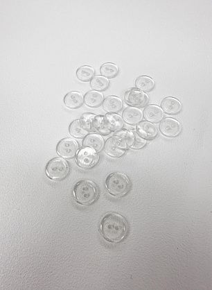 Пуговица пластик 2 прокола d-11мм прозрачная - итальянские ткани Тессутидея F-7144