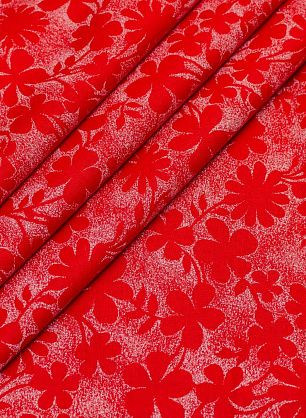 Хлопок (н) красно-белый цветочный орнамент  - в интернет-магазине тканей Тессутидея арт. 01-4910