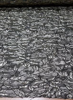 Жаккард с люрексом (н) черный орнамент на хаки - в интернет-магазине тканей Тессутидея арт. 03-4086