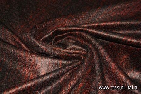 Пальтовая мохер (н) терракотово-черная ш-160см - итальянские ткани Тессутидея арт. 09-1213