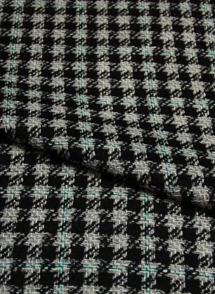 Костюмная (н) черно-бело-зеленая ш-150см - в интернет-магазине тканей Тессутидея арт. 05-2231