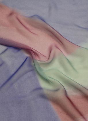 Шифон (н) мятно-розово-фиолетовое деграде - в интернет-магазине тканей Тессутидея арт. 10-3597