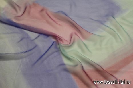 Шифон (н) мятно-розово-фиолетовое деграде - итальянские ткани Тессутидея арт. 10-3597