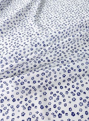 Сорочечная (н) синий цветочный рисунок на белом - в интернет-магазине тканей Тессутидея арт. 01-8023