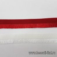 Репсовая лента с бахромой (о) белая,красная ш-1,7см - итальянские ткани Тессутидея арт. F-3226