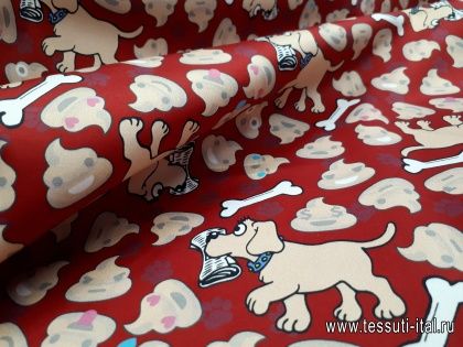 Хлопок (н) собаки на красном - итальянские ткани Тессутидея арт. 01-4806
