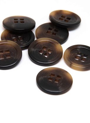 Пуговица пластик 4 прокола d-24мм коричнево-бежевая - итальянские ткани Тессутидея F-4742