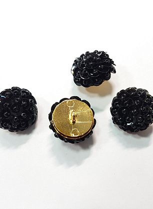 Пуговица на ножке d-20мм черная из пайеток и стекляруса - в интернет-магазине тканей Тессутидея арт. F-5540
