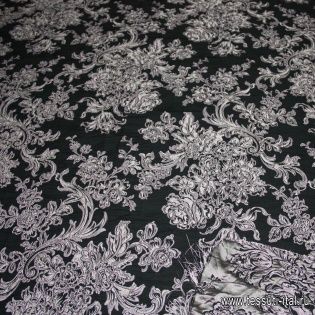 Жаккард фактурный с люрексом (н) черно-розовый цветочный орнамент Valentino - итальянские ткани Тессутидея арт. 03-3216