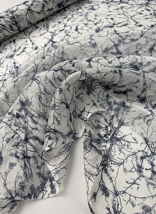 Маркизет (н) синий растительный рисунок на белом - в интернет-магазине тканей Тессутидея арт. 10-4742