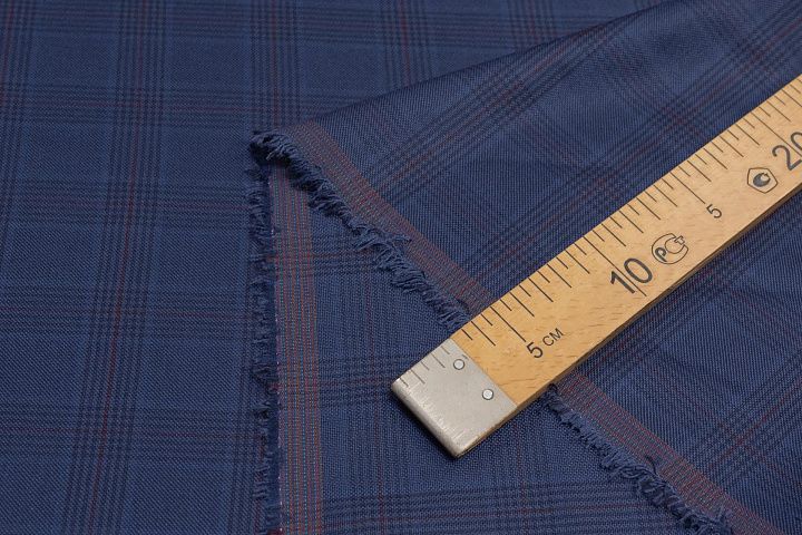 Костюмная (н) сине-красная клетка Kiton - итальянские ткани Тессутидея арт. 05-4071