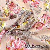 Маркизет (н) цветочный орнамент на бежевом Alberta Ferretti - итальянские ткани Тессутидея арт. 01-4845