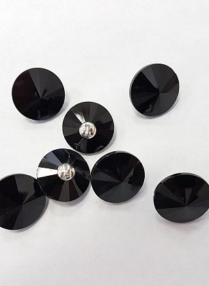 Пуговица на ножке  черная d-18мм Swarovski - в интернет-магазине тканей Тессутидея арт. F-3605