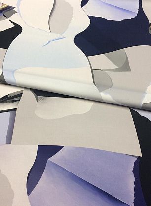 Плательная (н) сине-бежево-голубая абстракция - в интернет-магазине тканей Тессутидея арт. 01-4174