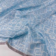 Шелк твил (н) белый рисунок на светло-голубом - итальянские ткани Тессутидея арт. 10-4869