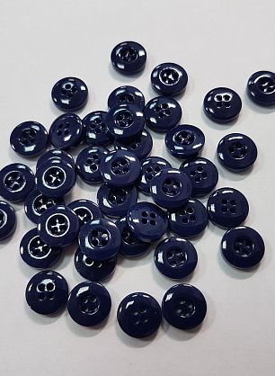Пуговица пластик 4 прокола d-10мм темно-синяя - итальянские ткани Тессутидея F-5315