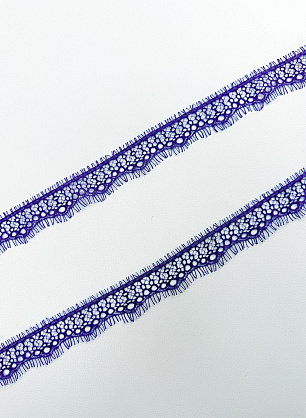 Кружево (о) темно-голубое ш-3см - итальянские ткани Тессутидея.