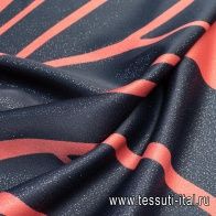 Крепдешин с люрексом (н) красно-черный орнамент  - итальянские ткани Тессутидея арт. 02-8782