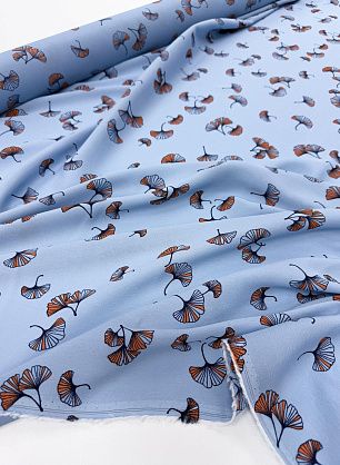 Плательная вискоза 128 г/м (н) растительный рисунок на голубом - в интернет-магазине тканей Тессутидея арт. 04-1834