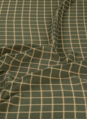 Крепдешин (н) зелено-бежевая клетка - в интернет-магазине тканей Тессутидея арт. 10-2697
