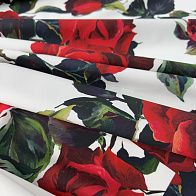 Хлопок купон (2,1м) (н) розы на белом - итальянские ткани Тессутидея арт. 01-8061