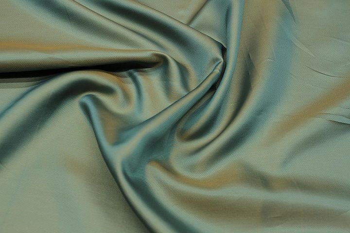 Подкладочная диагональ вискоза с ацетатом (о) бежево-бирюзовая - итальянские ткани Тессутидея арт. 08-1450