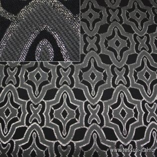 Жаккард с люрексом (н) черно-серый орнамент - итальянские ткани Тессутидея арт. 03-2383