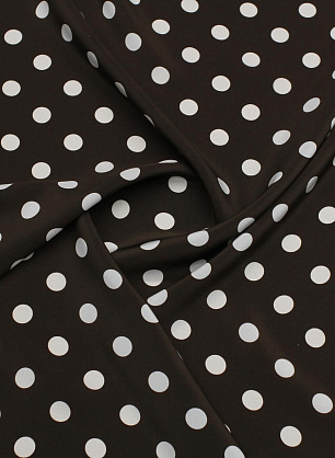 Крепдешин (н) белый горох на темно-коричневом - в интернет-магазине тканей Тессутидея арт. 10-3923