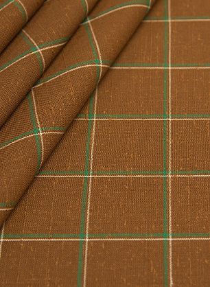 Костюмная (н) бело-зеленая клетка на коричневом - в интернет-магазине тканей Тессутидея арт. 05-3675