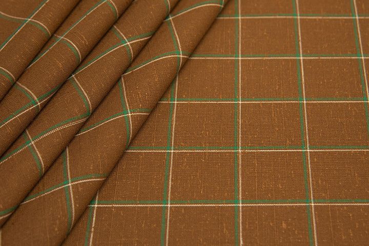 Костюмная (н) бело-зеленая клетка на коричневом - итальянские ткани Тессутидея арт. 05-3675