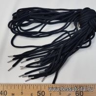 Шнурок с наконечниками (о) черный 160см - итальянские ткани Тессутидея арт. F-4963