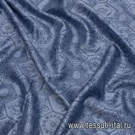 Маркизет с напылением (н) сине-голубой рисунок колейдоскоп - итальянские ткани Тессутидея арт. 10-2874