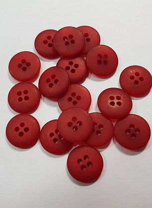 Пуговица пластик 4 прокола d-15мм красная - в интернет-магазине тканей Тессутидея арт. F-5457