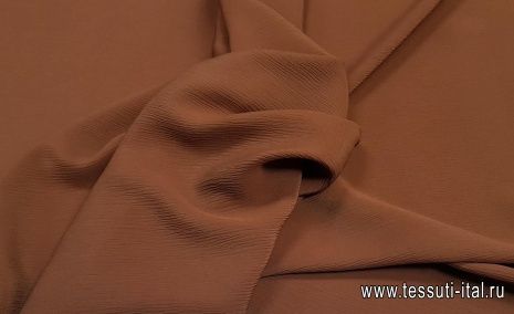 Плательная крэш (о) коричневая - итальянские ткани Тессутидея арт. 03-6481