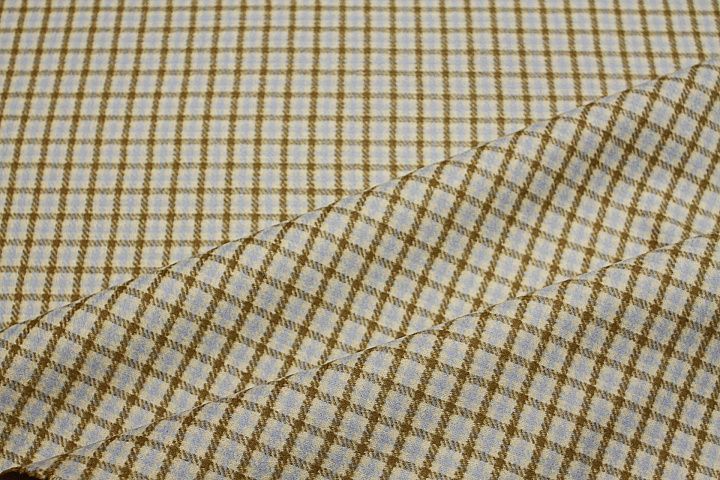 Пальтовая дабл двухслойная (н) бежево-голубая клетка/бежевая  - итальянские ткани Тессутидея арт. 09-2026