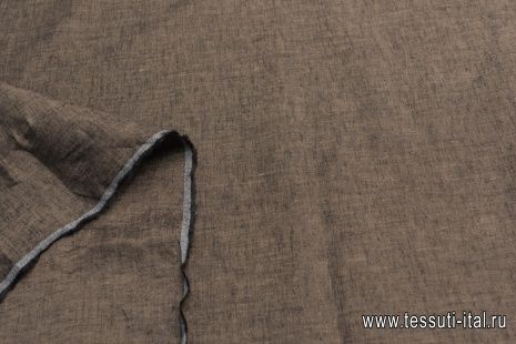 Лен стрейч (о) коричневый меланжевый - итальянские ткани Тессутидея арт. 16-0770