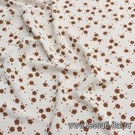 Плательная вискоза (н) мелкие коричневые цветы на айвори - итальянские ткани Тессутидея арт. 04-1471