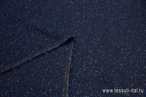 Шанель (н) синие вкрапления на черном - итальянские ткани Тессутидея арт. 05-3644