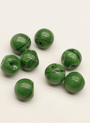 Пуговица стеклянная на ножке d-10мм зеленая сфера - в интернет-магазине тканей Тессутидея арт. F-6602