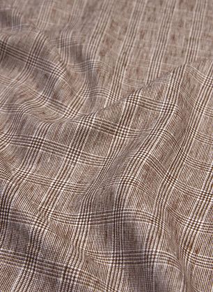 Лен (н) бело-коричневая стилизованная клетка - в интернет-магазине тканей Тессутидея арт. 16-0626