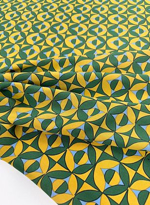 Крепдешин 60 г/м (н) желто-зелено-голубой геометрический рисунок - в интернет-магазине тканей Тессутидея арт. 10-4788