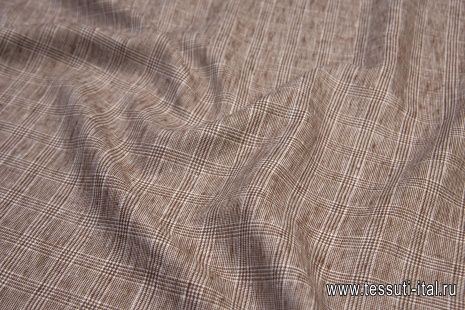 Лен (н) бело-коричневая стилизованная клетка - итальянские ткани Тессутидея арт. 16-0626