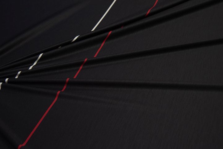 Трикотаж шерсть (н) красно-белые полосы на черном - итальянские ткани Тессутидея арт. 15-0994